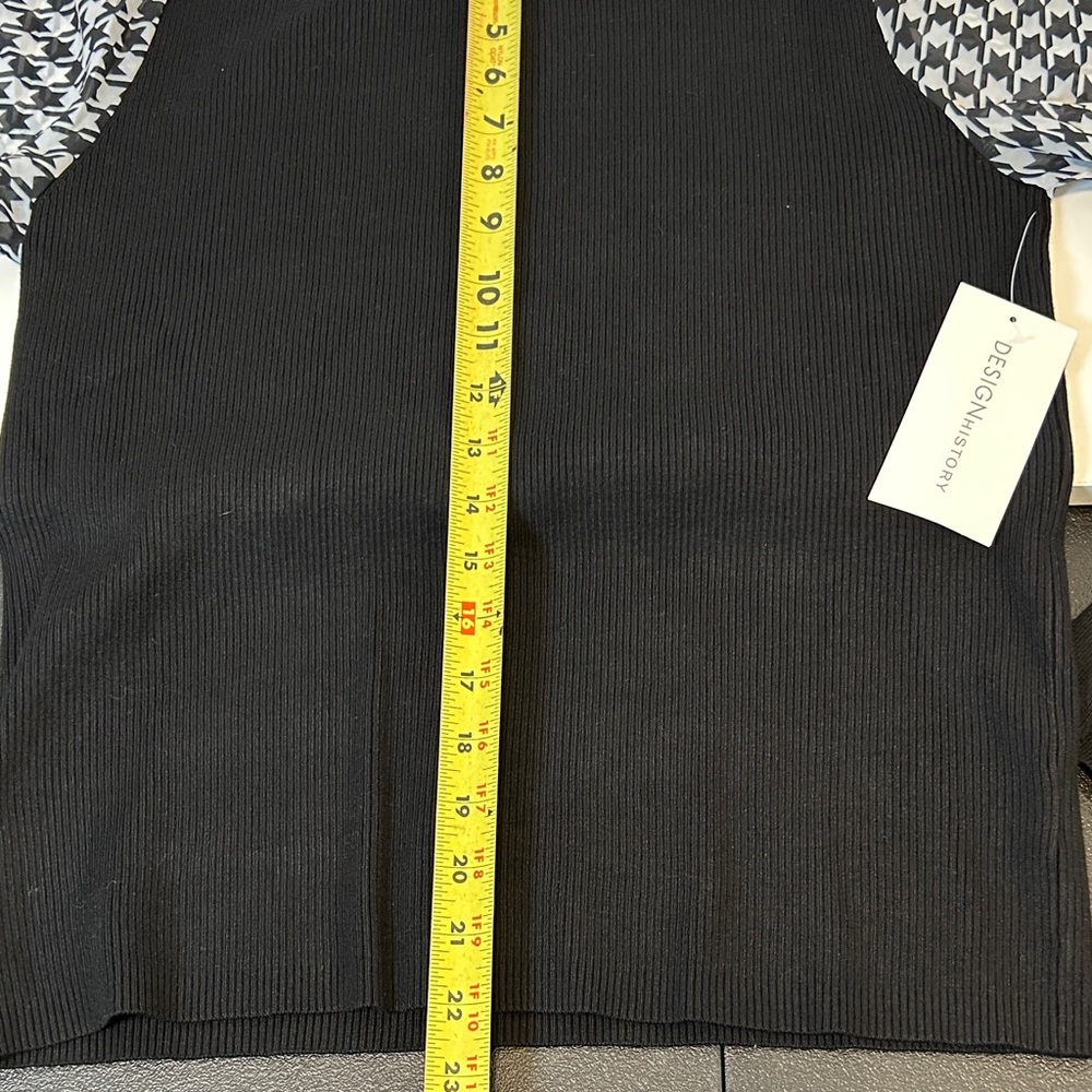 Design History Printed Houndstooth Chiffon Long Sleeve Sweater Women’s‎ Size - Picture 8 of 12
